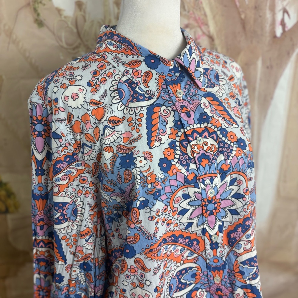 NEW Talbots Floral Paisley Button-Down Blouse in Lavender Multi - Picture 6 of 11